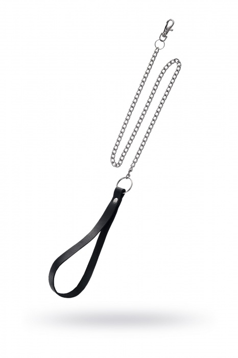Поводок с ручкой из черной натуральной кожи и карабином для ошейника - Pecado - купить с доставкой в Новочебоксарске