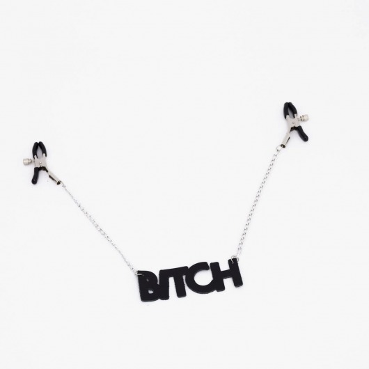 Зажимы на соски с кожаной подвеской Bitch - Crazy Handmade - купить с доставкой в Новочебоксарске