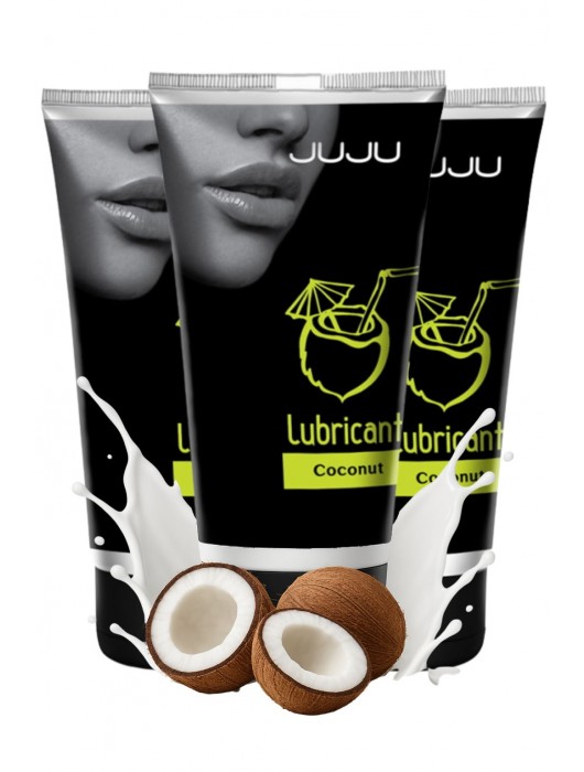 Набор из 3 съедобных лубрикантов JUJU со вкусом кокоса - JuJu - купить с доставкой в Новочебоксарске