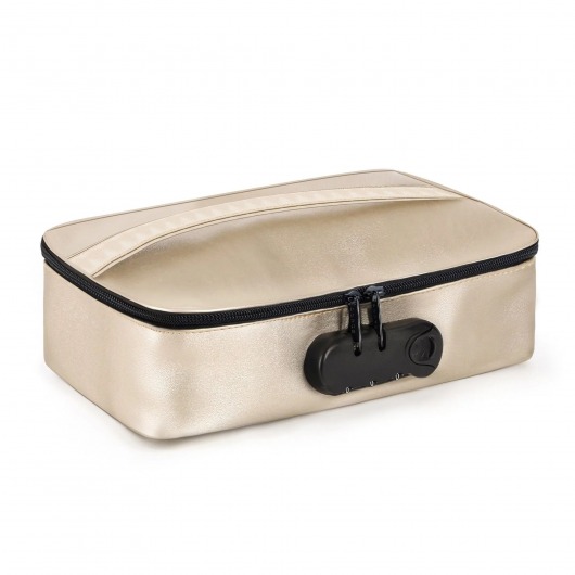 Золотистая сумочка для хранения игрушек Discreet Box - Dorcel - купить с доставкой в Новочебоксарске