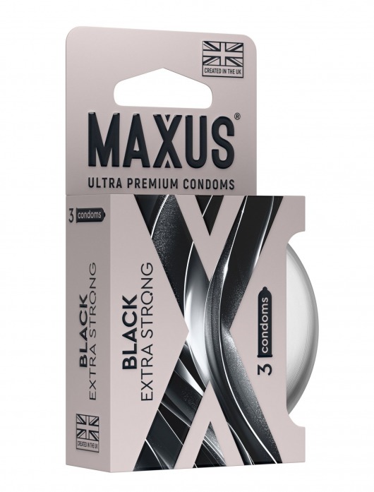Черные утолщенные презервативы MAXUS Extra Strong с железным кейсом - 3 шт. - Maxus - купить с доставкой в Новочебоксарске
