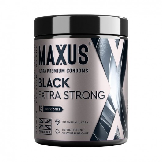 Черные утолщенные презервативы MAXUS Extra Strong с железным кейсом - 15 шт. - Maxus - купить с доставкой в Новочебоксарске