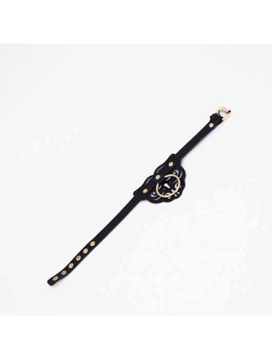 Черный чокер с клепками и золотистой фурнитурой - Crazy Handmade - купить с доставкой в Новочебоксарске