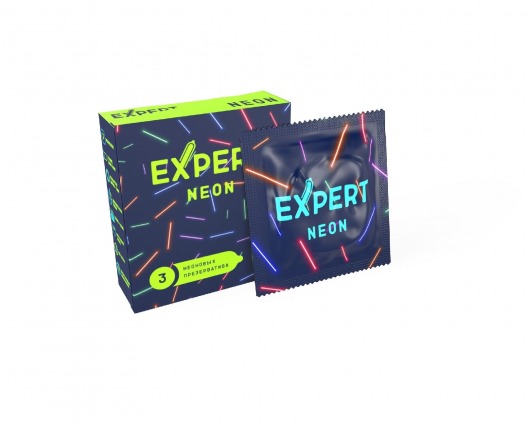 Светящиеся в темноте презервативы Expert Neon - 3 шт. - Expert - купить с доставкой в Новочебоксарске