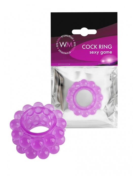 Лиловое эрекционное кольцо с 2 рядами стимулирующих шариков - Erowoman-Eroman - в Новочебоксарске купить с доставкой