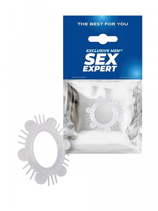 Эластичное эрекционное кольцо с шипиками и шариками - Sex Expert - в Новочебоксарске купить с доставкой