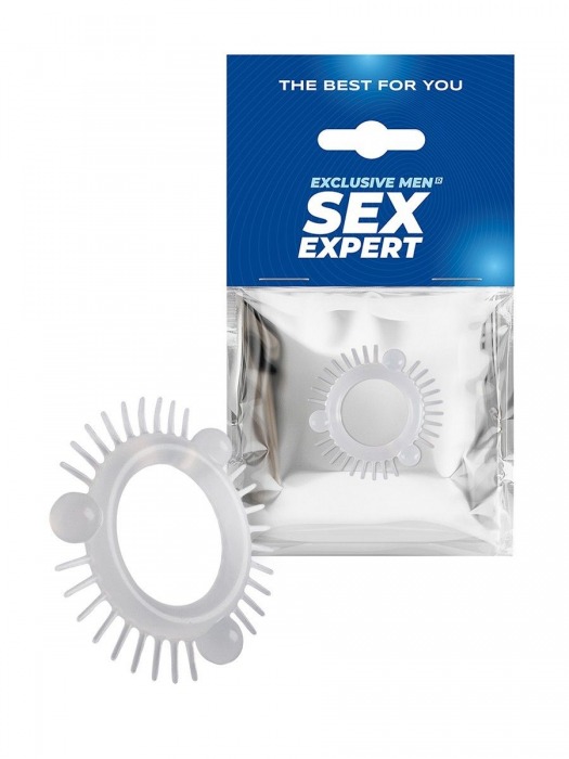 Эластичное эрекционное кольцо с 3 шариками и шипами - Sex Expert - в Новочебоксарске купить с доставкой