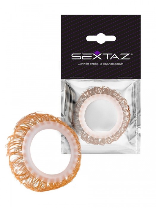 Эрекционное кольцо с бежевыми «ресничками» - Sextaz - в Новочебоксарске купить с доставкой