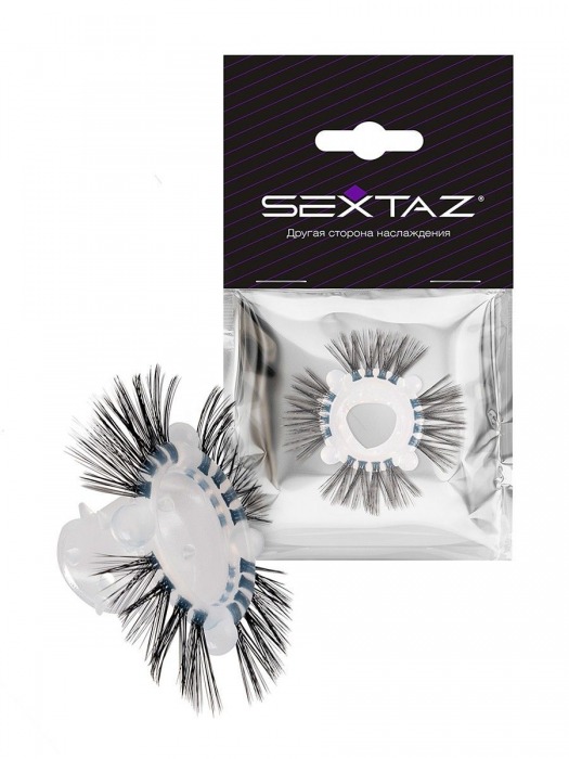 Эластичное эрекционное кольцо с черными «ресничками» - Sextaz - в Новочебоксарске купить с доставкой