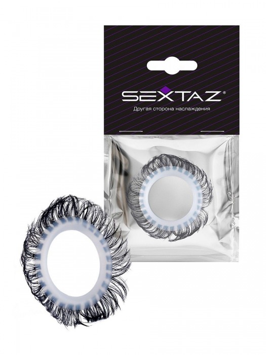Эластичное эрекционное колечко с черными «ресничками» - Sextaz - в Новочебоксарске купить с доставкой