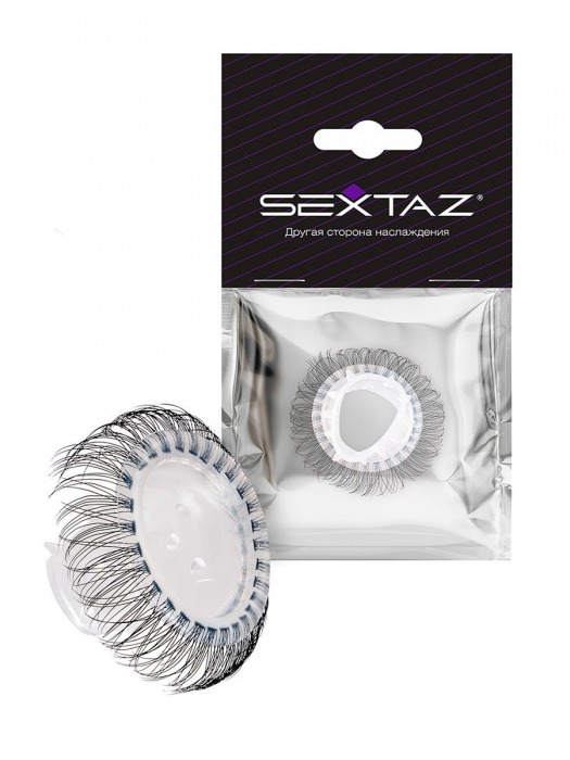 Эластичное эрекционное кольцо с длинными черными «ресничками» - Sextaz - в Новочебоксарске купить с доставкой