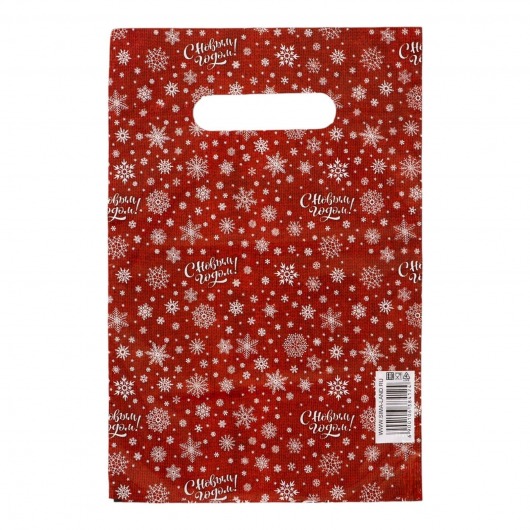 Красный подарочный новогодний пакет с вырубной ручкой (20х30 см) - Сима-Ленд - купить с доставкой в Новочебоксарске