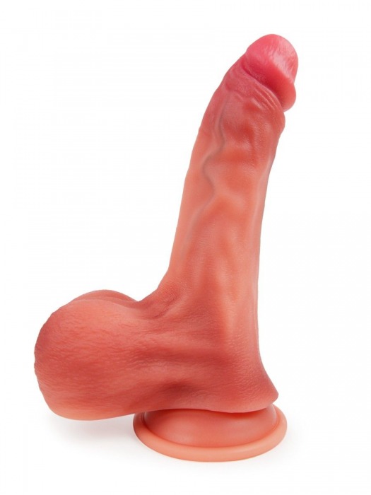 Телесный силиконовый фаллоимитатор на присоске - 23 см. - Erowoman-Eroman