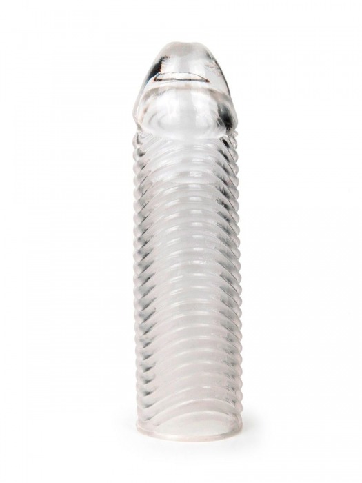 Прозрачная закрытая насадка на пенис с ребрышками - 16 см. - Sex Expert - в Новочебоксарске купить с доставкой