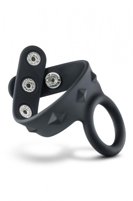 Черное эрекционное кольцо с подхватом мошонки на кнопках VS6 - Blush Novelties - в Новочебоксарске купить с доставкой