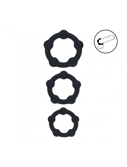 Набор из 3 эрекционных колец Beaded Silicone Cockring Set - Shots Media BV - в Новочебоксарске купить с доставкой