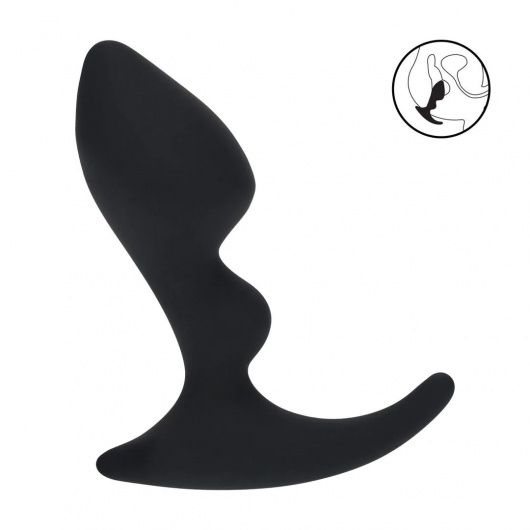 Черная анальная пробка для массажа простаты Double Ripple Silicone Prostate Massager - Shots Media BV - в Новочебоксарске купить с доставкой