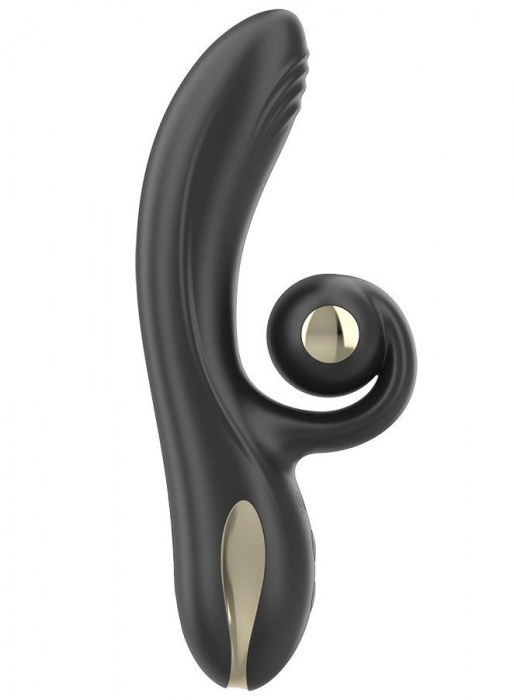 Черный вибратор-кролик с режимами вибрации и вращения - 18,4 см. - Ibiza