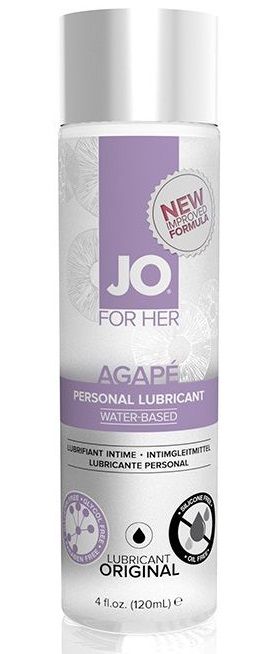 Женский лубрикант на водной основе JO AGAPE LUBRICANT ORIGINAL - 120 мл. - System JO - купить с доставкой в Новочебоксарске