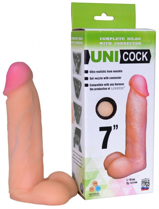 Фаллическая насадка Харнесс UNICOCK 7  - 19 см. - LOVETOY (А-Полимер) - купить с доставкой в Новочебоксарске