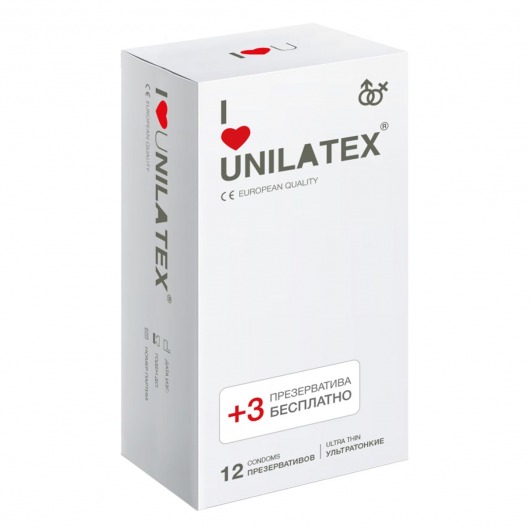 Ультратонкие презервативы Unilatex Ultra Thin - 12 шт. + 3 шт. в подарок - Unilatex - купить с доставкой в Новочебоксарске