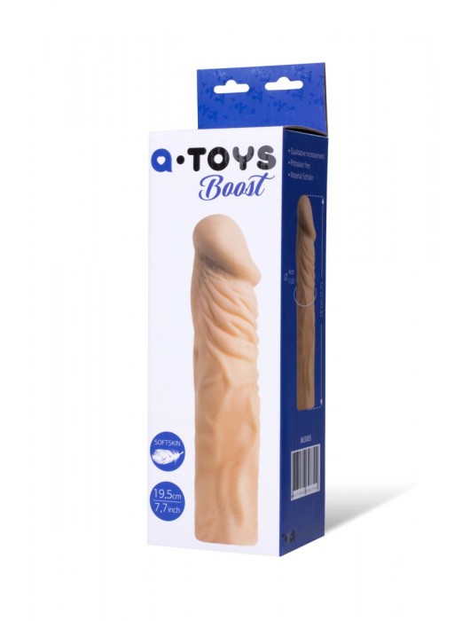 Насадка с ярко выраженной головкой и рельефным стволом - 19 см. - A-toys - в Новочебоксарске купить с доставкой