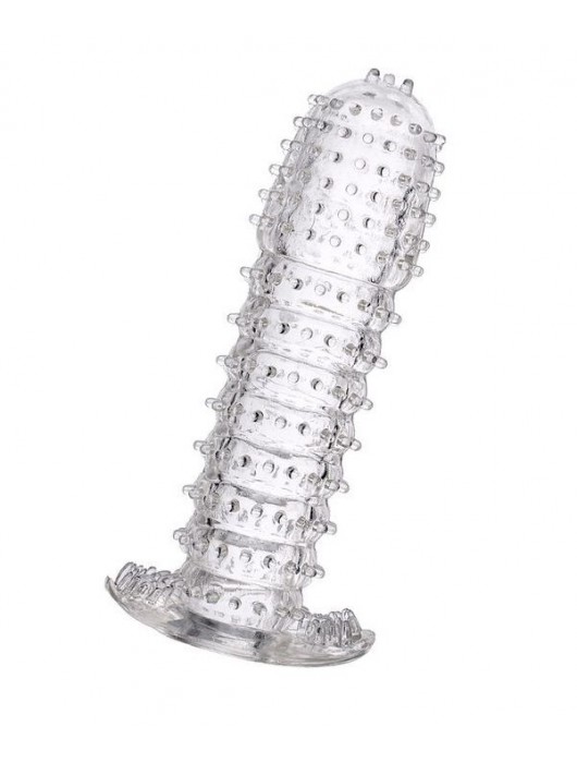 Гелевая прозрачная насадка c шипами - 12 см. - Toyfa Basic - в Новочебоксарске купить с доставкой