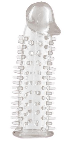 Прозрачная насадка на половой член с закрытой головкой и шипами - 12,5 см. - Toyfa Basic - в Новочебоксарске купить с доставкой