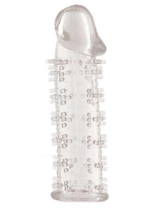 Гелевая прозрачная насадка с шипами - 12 см. - Toyfa Basic - в Новочебоксарске купить с доставкой