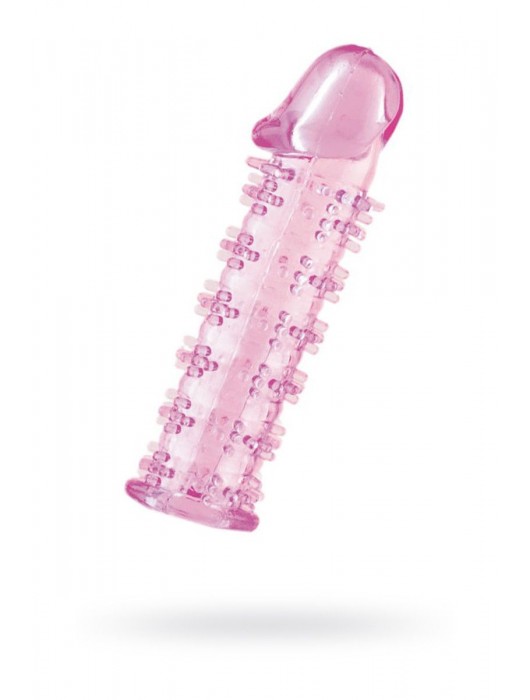 Гелевая розовая насадка на фаллос с шипами - 12 см. - Toyfa Basic - в Новочебоксарске купить с доставкой