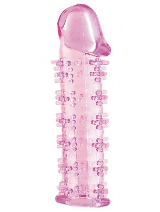 Гелевая розовая насадка на фаллос с шипами - 12 см. - Toyfa Basic - в Новочебоксарске купить с доставкой