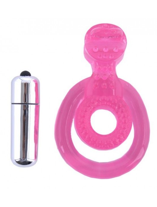 Розовая вибронасадка со стимулятор клитора   Язычок - Toyfa Basic - в Новочебоксарске купить с доставкой