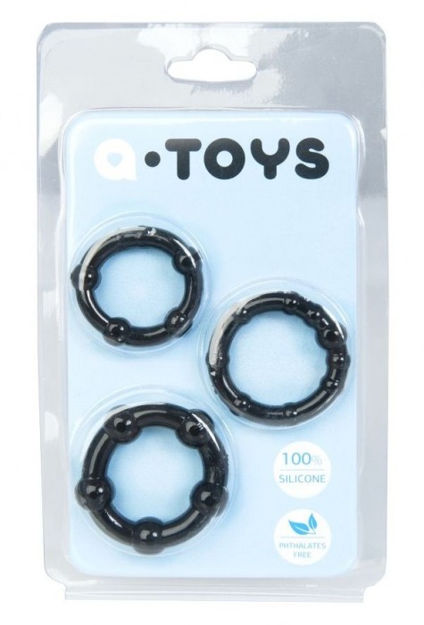 Набор из 3 чёрных эрекционных колец A-toys - A-toys - в Новочебоксарске купить с доставкой