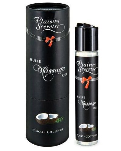 Массажное масло с ароматом кокоса Huile de Massage Gourmande Coco - 59 мл. - Plaisir Secret - купить с доставкой в Новочебоксарске