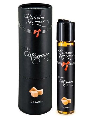 Массажное масло с ароматом карамели Huile de Massage Gourmande Caramel - 59 мл. - Plaisir Secret - купить с доставкой в Новочебоксарске