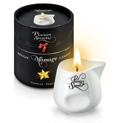 Массажная свеча с ароматом ванили Bougie Massage Gourmande Vanille - 80 мл. - Plaisir Secret - купить с доставкой в Новочебоксарске