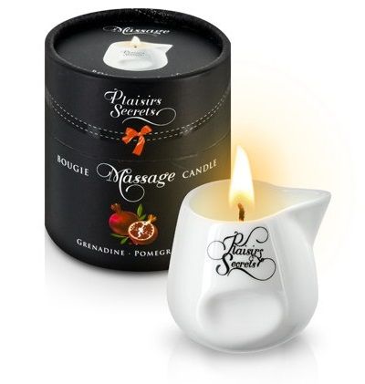 Массажная свеча с ароматом граната Bougie de Massage Gourmande Grenadine - 80 мл. - Plaisir Secret - купить с доставкой в Новочебоксарске