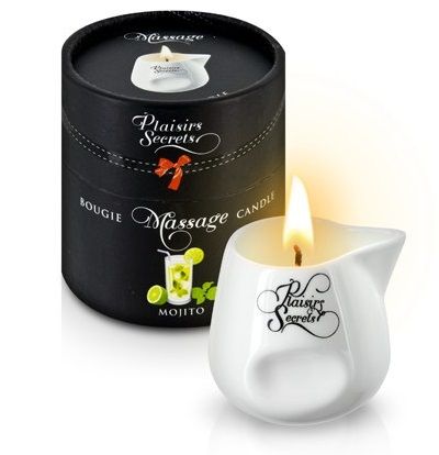 Массажная свеча с ароматом мохито Bougie de Massage Mojito - 80 мл. - Plaisir Secret - купить с доставкой в Новочебоксарске