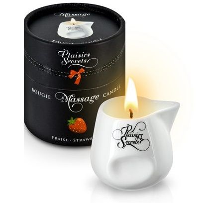 Массажная свеча с ароматом клубники Bougie de Massage Gourmande Fraise - 80 мл. - Plaisir Secret - купить с доставкой в Новочебоксарске