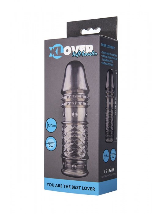 Дымчатая закрытая насадка ToyFa XLover с чешуйками и пупырышками - 13,5 см. - ToyFa - в Новочебоксарске купить с доставкой