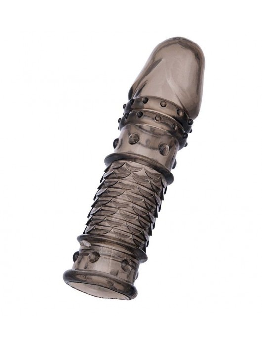 Дымчатая закрытая насадка ToyFa XLover с чешуйками и пупырышками - 13,5 см. - ToyFa - в Новочебоксарске купить с доставкой