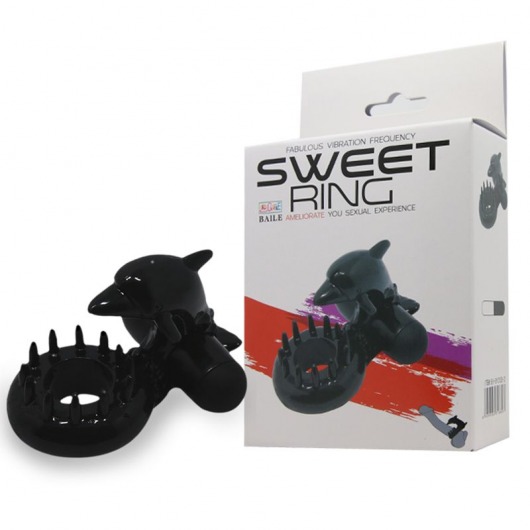 Чёрное эрекционное виброкольцо Sweet Ring с дельфинчиком - Baile - в Новочебоксарске купить с доставкой