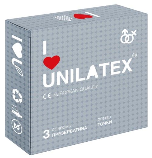 Презервативы с точками Unilatex Dotted - 3 шт. - Unilatex - купить с доставкой в Новочебоксарске