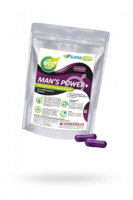 Капсулы для мужчин Man s Power+ с гранулированным семенем - 2 капсулы (0,35 гр.) - SuperCaps - купить с доставкой в Новочебоксарске