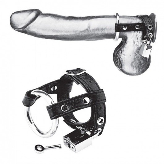 Утяжка на пенис на замочке Duo Cock And Ball Lock - BlueLine - купить с доставкой в Новочебоксарске