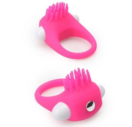 Розовое эрекционное кольцо с щеточкой LIT-UP SILICONE STIMU RING 5 - Dream Toys - в Новочебоксарске купить с доставкой