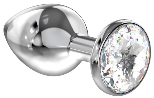 Большая серебристая анальная пробка Diamond Clear Sparkle Large с прозрачным кристаллом - 8 см. - Lola Games - купить с доставкой в Новочебоксарске