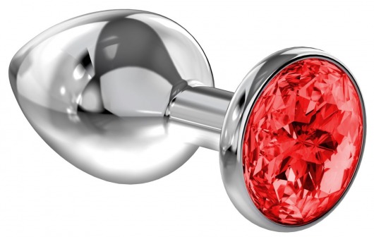 Большая серебристая анальная пробка Diamond Red Sparkle Large с красным кристаллом - 8 см. - Lola Games - купить с доставкой в Новочебоксарске