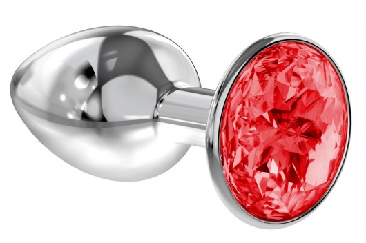 Малая серебристая анальная пробка Diamond Red Sparkle Small с красным кристаллом - 7 см. - Lola Games - купить с доставкой в Новочебоксарске