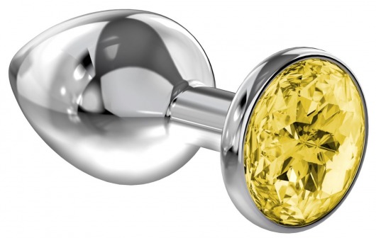 Большая серебристая анальная пробка Diamond Yellow Sparkle Large с жёлтым кристаллом - 8 см. - Lola Games - купить с доставкой в Новочебоксарске